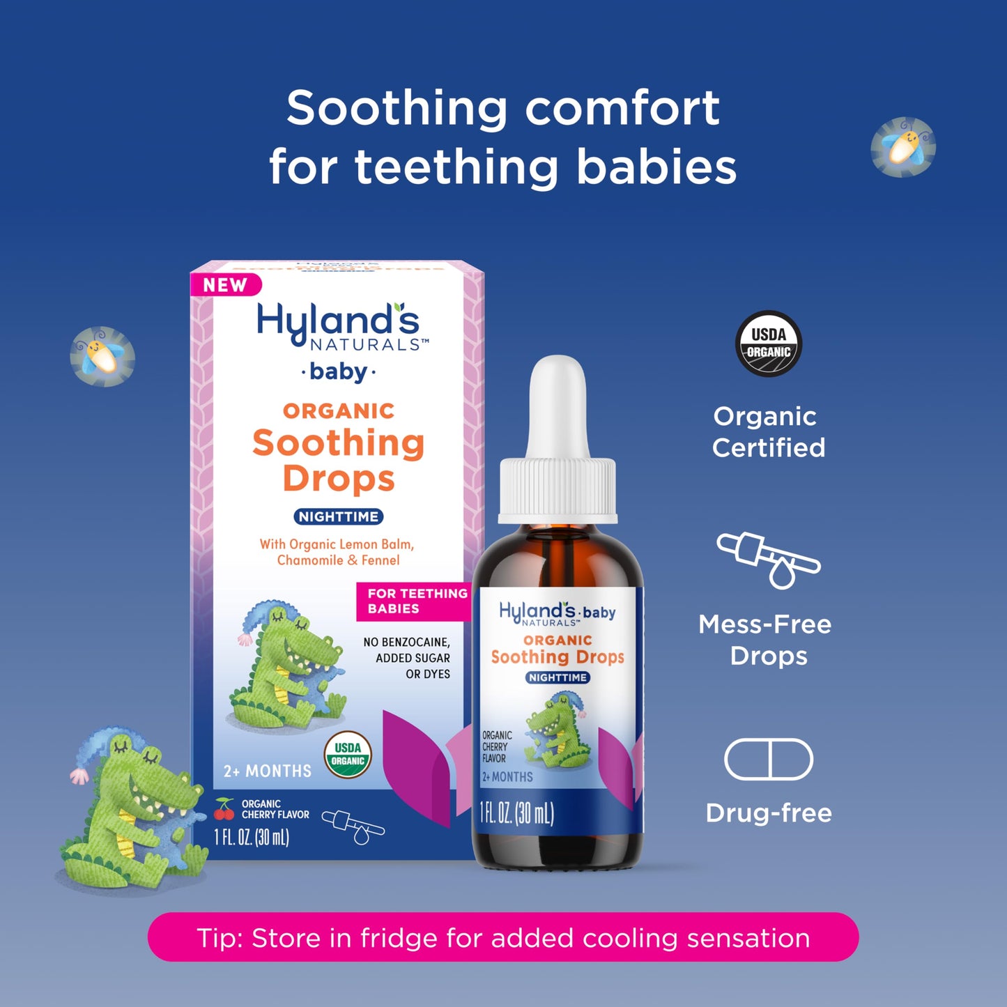 Hyland's Baby Organic Daytime and Nighttime Soothing Drops Combo Pack, Drops for Oral Discomfort, 2 oz.