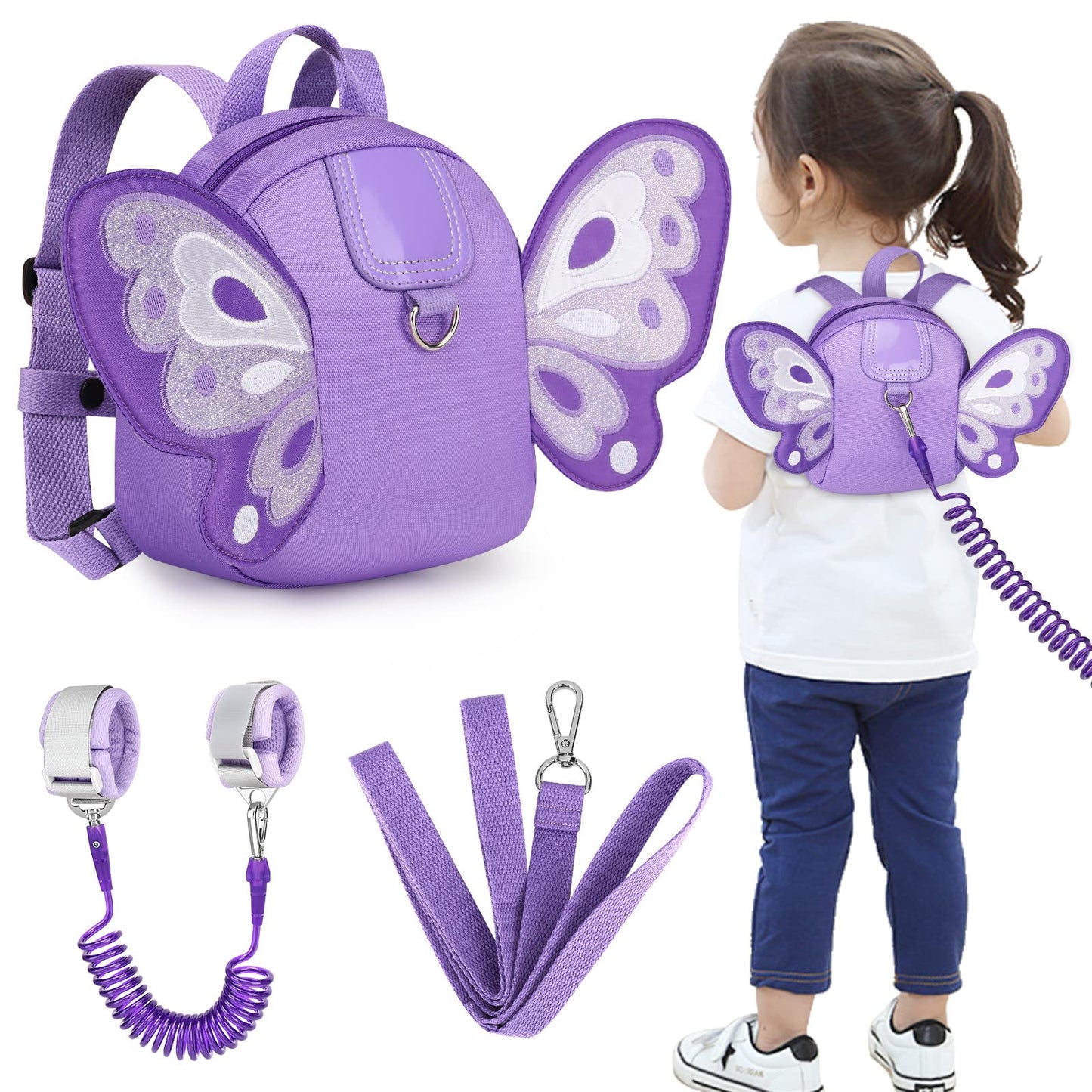 Accmor Toddler Harness Backpack Leash, Cute Dinosaur Backpacks with Anti Lost Wrist Link, Cute Mini Child Backpack Wristband Tether Strap and Protection Leashes for Boys Girls Aged 1-3 Years