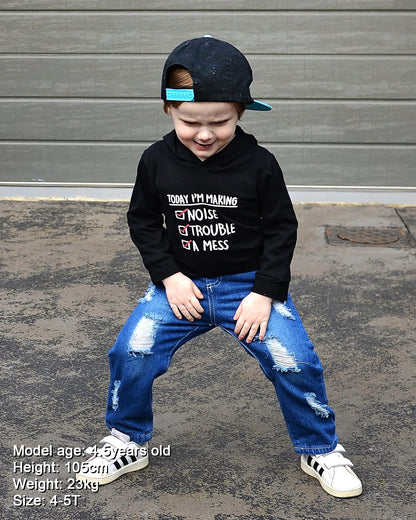 WESIDOM Baby Boy Clothes, Long Sleeve Printing Hoodie With Jeans Pants Outfits Set