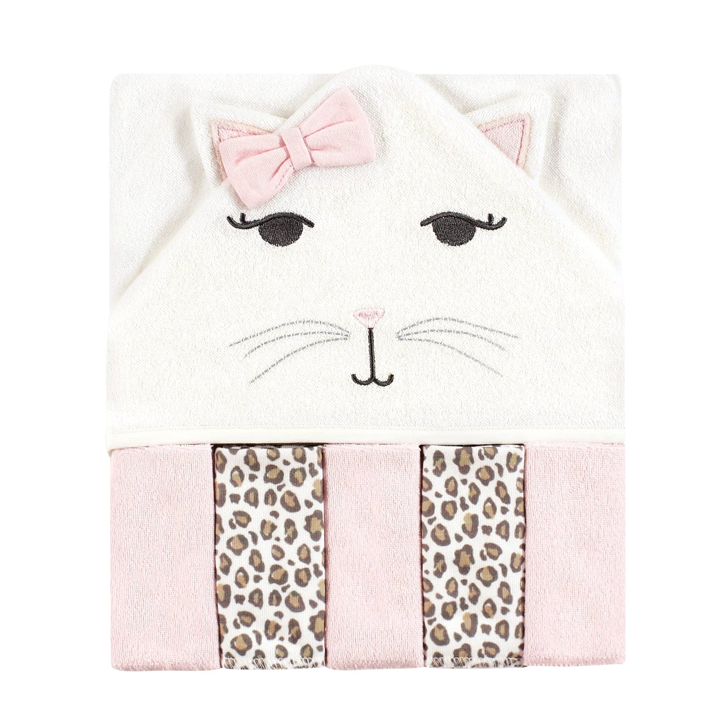 Hudson Baby Unisex Baby Hooded Towel and Five Washcloths, Modern Giraffe, One Size