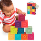 B. toys – Baby Blocks – Stacking & Building Toys For Babies – 10 Soft & Educational Blocks- Numbers, Shapes, Colors, Animals- One Two Squeeze- 6 Months +