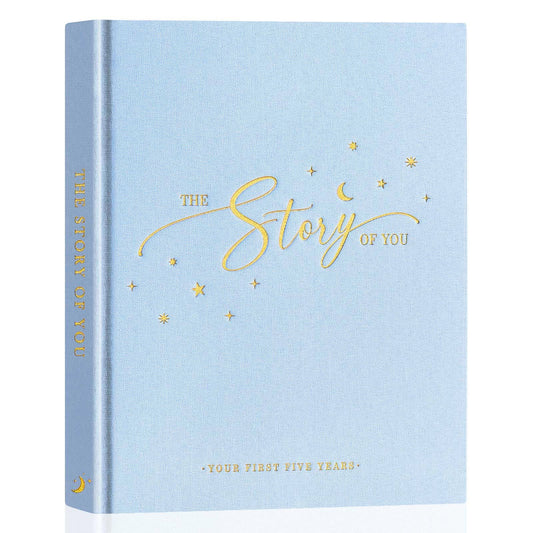 Lanpn Baby Memory Book - Linen Baby Book Journal Memories Keepsake - The Story of You - Newborn Baby First 5 Year Scrapbook Photo Book Milestone Album for Boy Girl New Parents (Sage Green, 154 Pages)