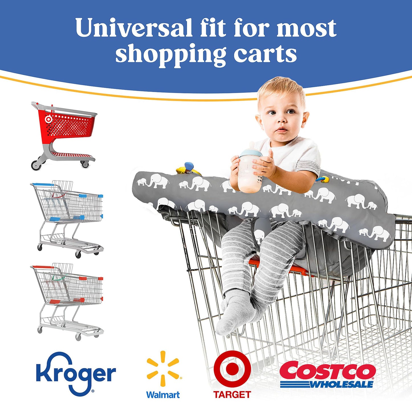 Shopping Cart Cover for Baby PILLANI, High Chair Cover for Restaurant Seat, Grocery Cart Cover for Baby Girl and Boy, Cotton Buggy Covers for Babies, Toddler Shopping Cart Cover