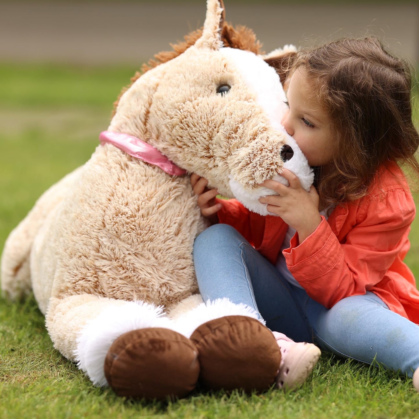 Tezituor 47 Inch Giant Horse Stuffed Animal, 4ft Realistic Chocolate Stuffed Horse Plush Toy, Hugging Soft Horse Pony Plush Pillow for Boys Girls,