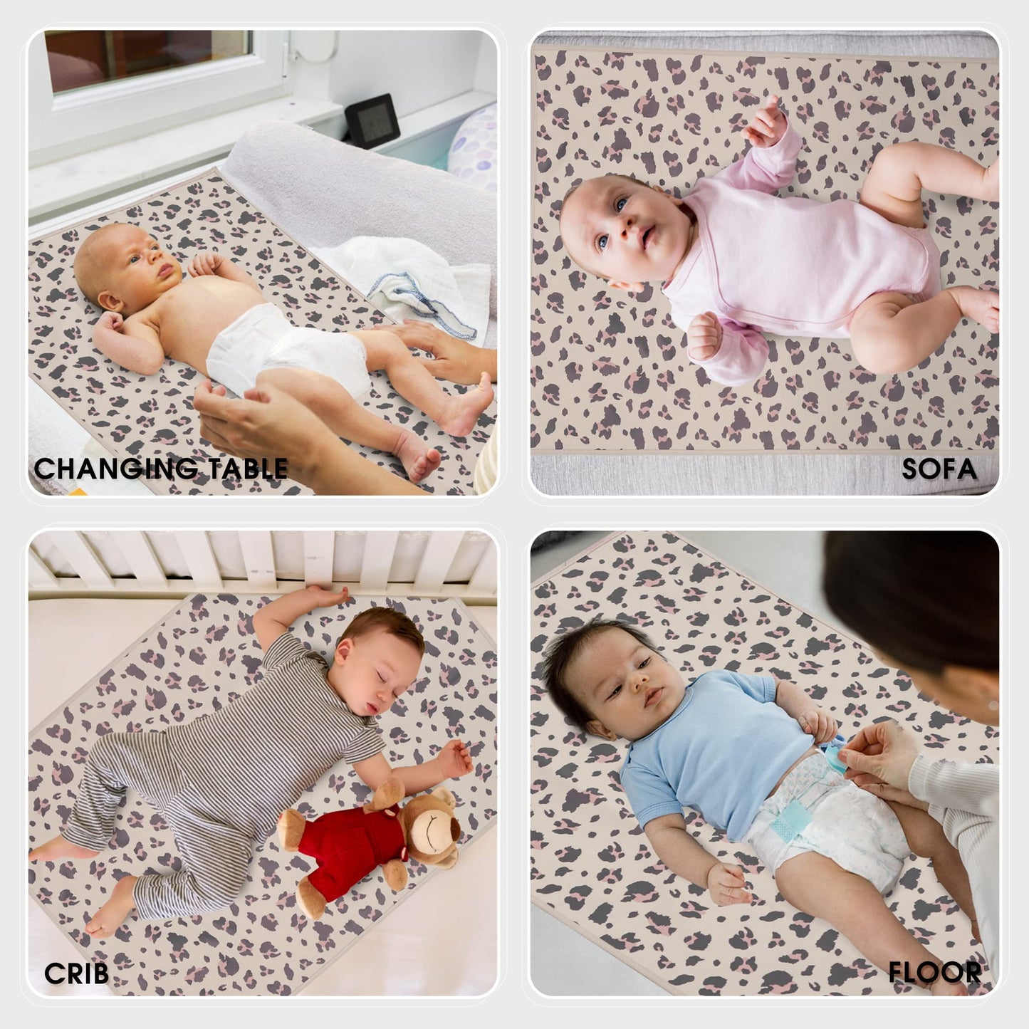 Vegan Leather Baby Changing Mat - Wipeable Portable Changing Pad, Foldable Travel Changing Mat for Baby, Newborns Toddlers Shower Gifts (Flower,20"*28")