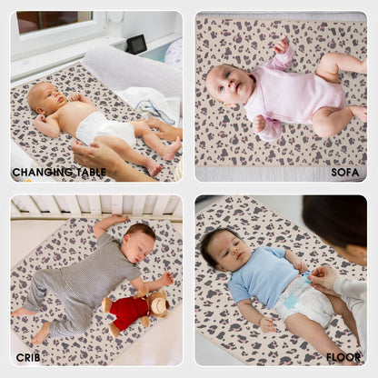 Vegan Leather Baby Changing Mat - Wipeable Portable Changing Pad, Foldable Travel Changing Mat for Baby, Newborns Toddlers Shower Gifts (Flower,20"*28")