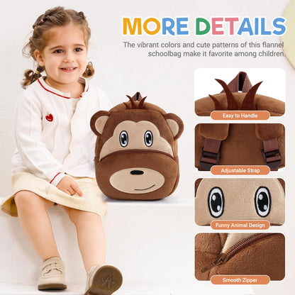MICHLEY Toddler Backpack Plush Animal SchoolBag Cartoon Girls Travel Bag Mini Baby Daypack for Kids Kindergarten Pre School Bags, Cow