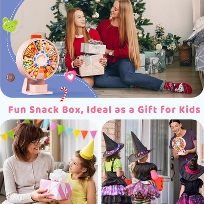 Zoksi Fun and Healthy Snack Dispenser for Children, Daily Snack Organizer for Nuts, Candy - Desk Stand Snack Box for Kids with Portion Control, Interactive Design, BPA-Free (Pink)