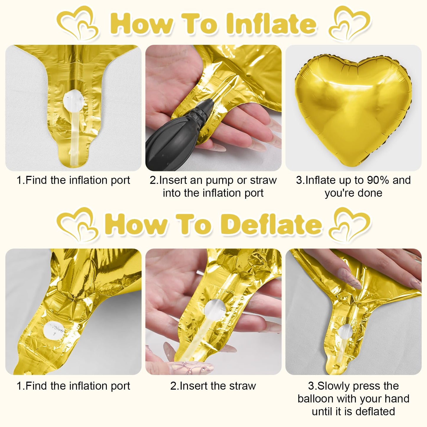 Sage Green Gold Heart Balloons,12Pcs Light Gold Heart Shaped Foil Balloons,18Inch Cream White Helium Mylar Balloon for Baby Shower Birthday Anniversary Wedding Party Decorations