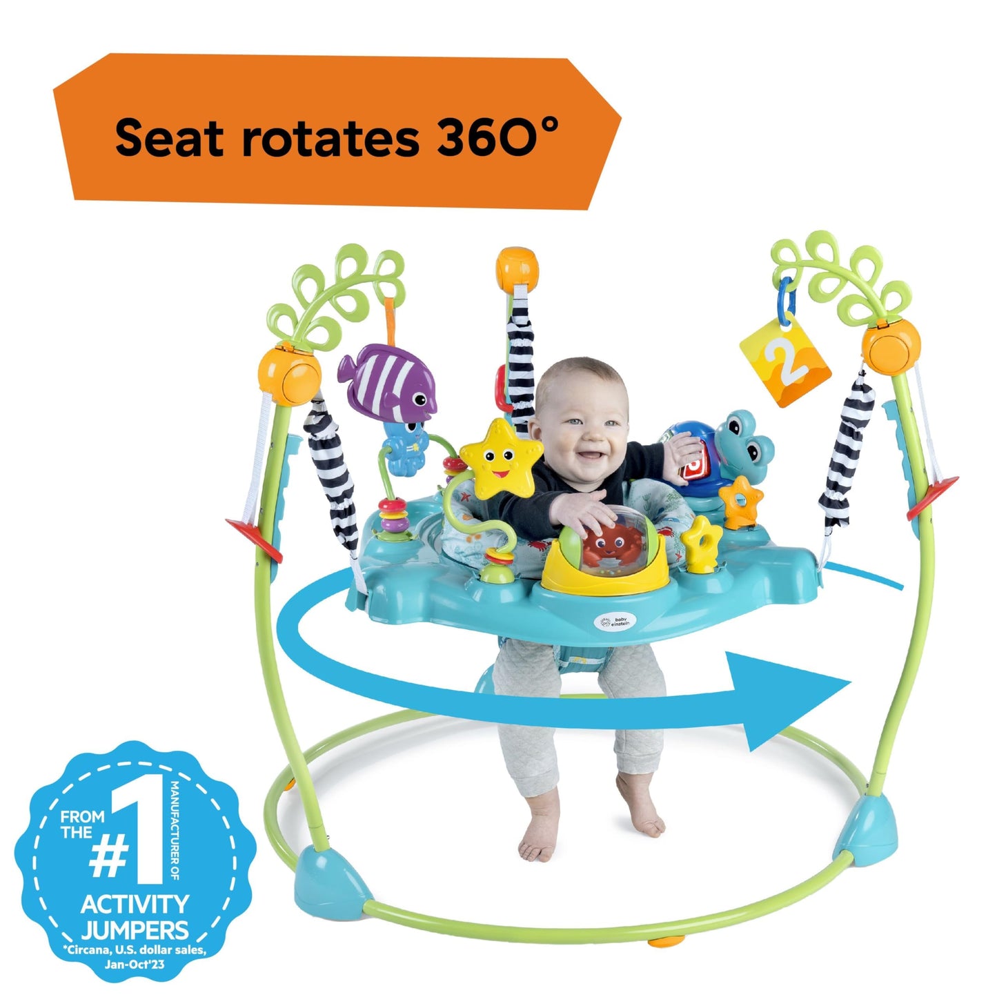 Baby Einstein Neptune's Ocean Discovery Activity Jumper, Ages 6 months +, Max weight 25 lbs., Unisex