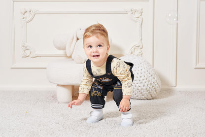 Baby Boy Clothes Set Infant Boy's Long Sleeve Romper+Dinosaur Denim Overalls Toddler Boys Fall Winter Outfits Suit