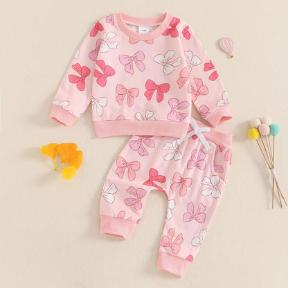Mubineo Toddler Baby Girl Clothes Cute Long Sleeve Sweatshirt Sweatpant Outfits Fall Winter Tops Pant Outfit Sweatsuit