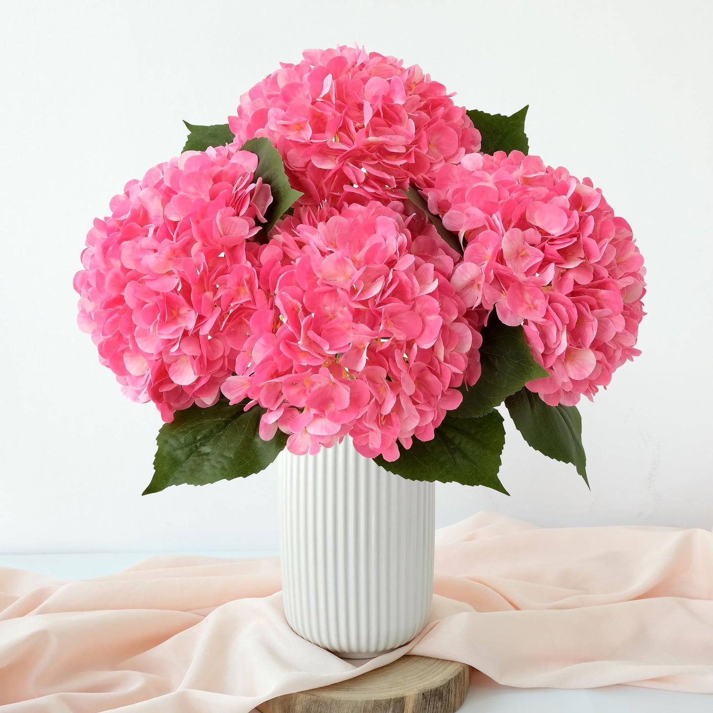 4 Pcs Pink Hydrangeas Artificial Flowers, 20 inches Large Lifelike Fake Silk Flowers, Faux Hydrangeas Flowers for Wedding Home Party Decor Baby Shower Table Centerpiece