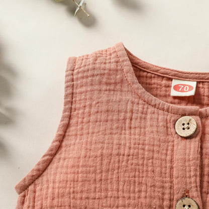 Infant Newborn Baby Boys Girls Cotton Linen Romper Summer Jumpsuit Sleeveless Overalls Clothing Set