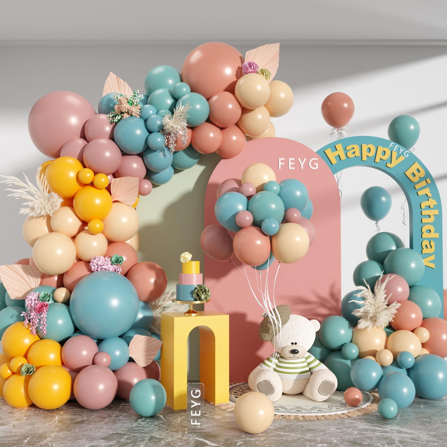 Dusty Pink Brown Balloon Arch Kit, Double Stuffed Blush Brown Cream Beige Nude Tan Pink Balloons Boho Balloon Garland Kit for Birthday Baby Shower Wedding Bridal Shower Gender Reveal Party Decoration