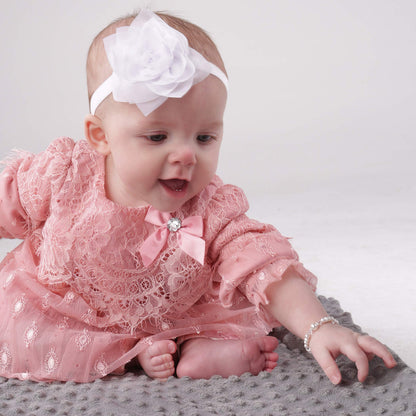Cherished Moments Baby or Children's Sterling Silver Flower Girl Bracelet with High-End Simulated Pearls with Daisy Charm for Infants, Toddlers, Kids, or Little Girls