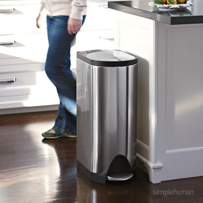 simplehuman Diaper Can with Odorsorb System (Odorsorb Pods and Odorsorb Liners), 18 Liter/ 4.8 Gallon, White Stainless Steel