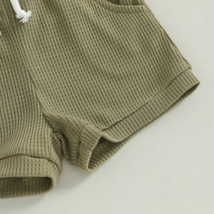 MERSARIPHY Newborn Baby Boy Summer Clothes Mama's Boy Little Dude Short Sleeve Romper Shorts Set Infant Waffle Knit Outfit