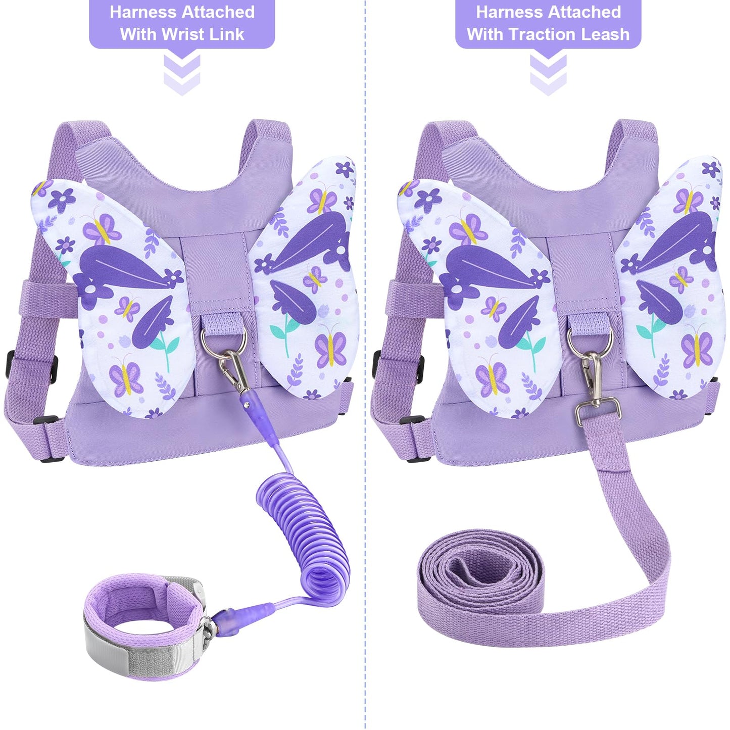 Accmor 3 in 1 Toddler Harness Leashes + Anti Lost Wrist Link, Kids Harness Children Leash for Girls, Child Anti Lost Leash Baby Cute Harness Belt Strap Hold Kids Close While Walking