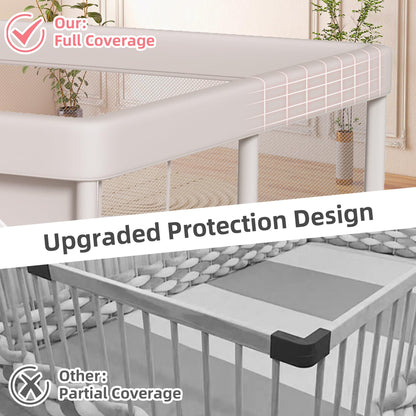 Baby Playpen 50x50 Inch, Play Pens for Babies and Toddlers Baby Fence Baby Play Yards for Indoor & Outdoor with Breathable Mesh Anti-Fall Playpen
