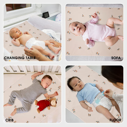 Vegan Leather Baby Changing Mat - Wipeable Portable Changing Pad, Foldable Travel Changing Mat for Baby, Newborns Toddlers Shower Gifts (Flower,20"*28")