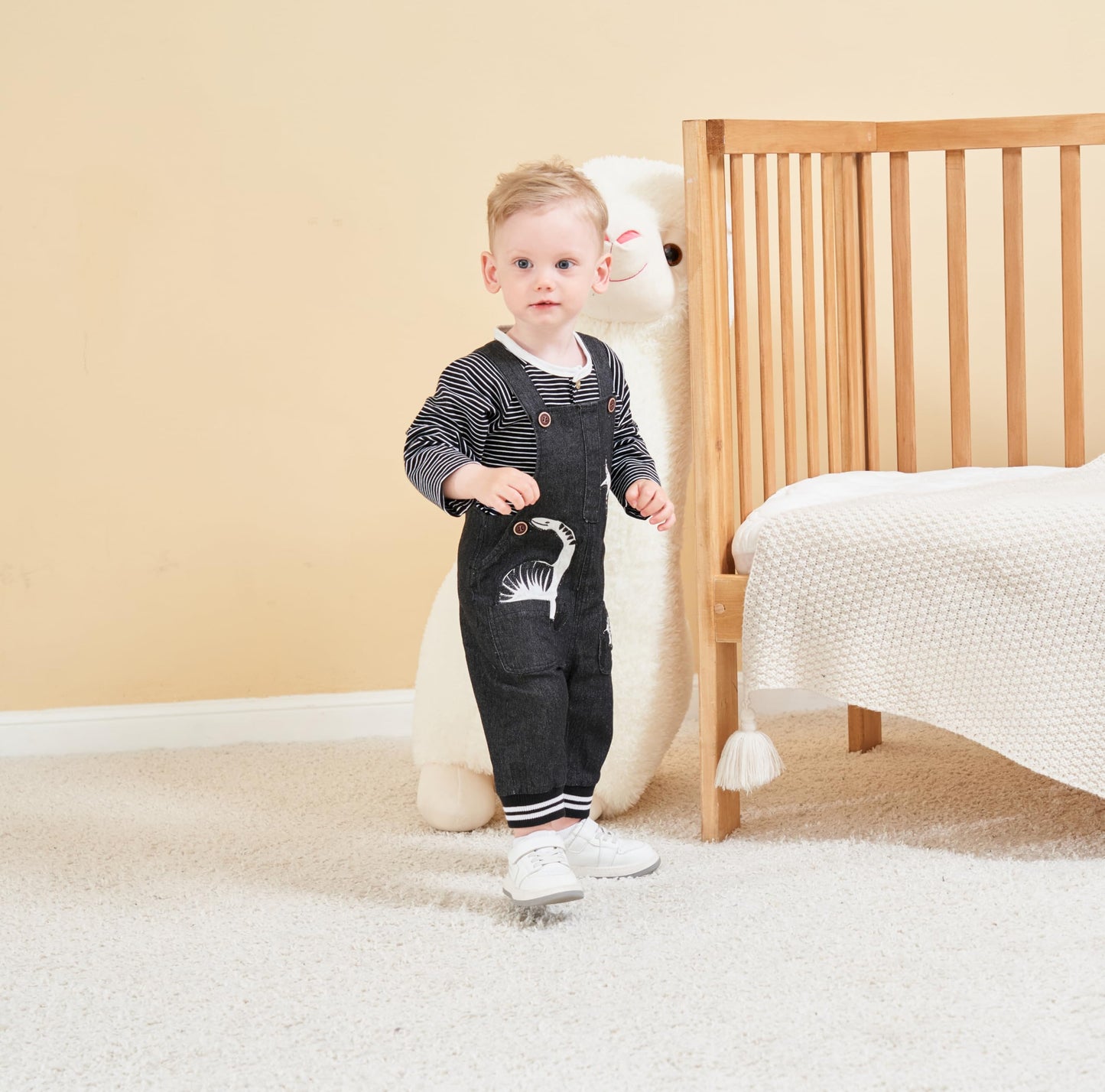 Baby Boy Clothes Set Infant Boy's Long Sleeve Romper+Dinosaur Denim Overalls Toddler Boys Fall Winter Outfits Suit