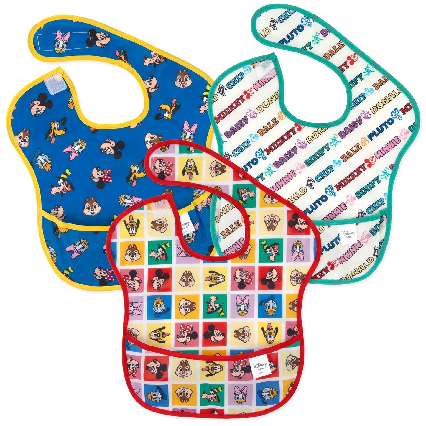Bumkins Disney Bibs for Girl or Boy, SuperBib Baby and Toddler 6-24 Months, Essential Must Have for Eating, Feeding, Baby Led Weaning, Mess Saving Waterproof Soft Fabric, 3-pk Pooh Bear and Friends