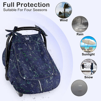 Unicorn Castle Baby Car Seat Cover Infant Car Seat Covers for Babies Breathable Car Seat Canopy Mesh Window Carseat Cover for Four Seasons Newborn