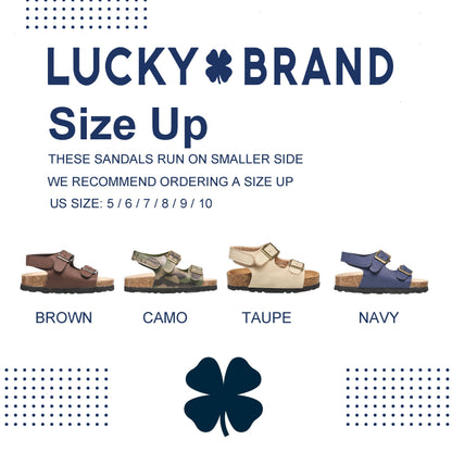 Lucky Brand Toddler Unisex Baby Boy Blanc Double Strap Casual Toddlers Sandals with Hook and Loop Closure (Toddlers)