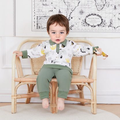 MA&BABY Toddler Boys Clothes Dinosaur Print 6 12 18 24 Months 3T 4T Outfits Long Sleeve Pullover Jogger Pant 2PC Sets