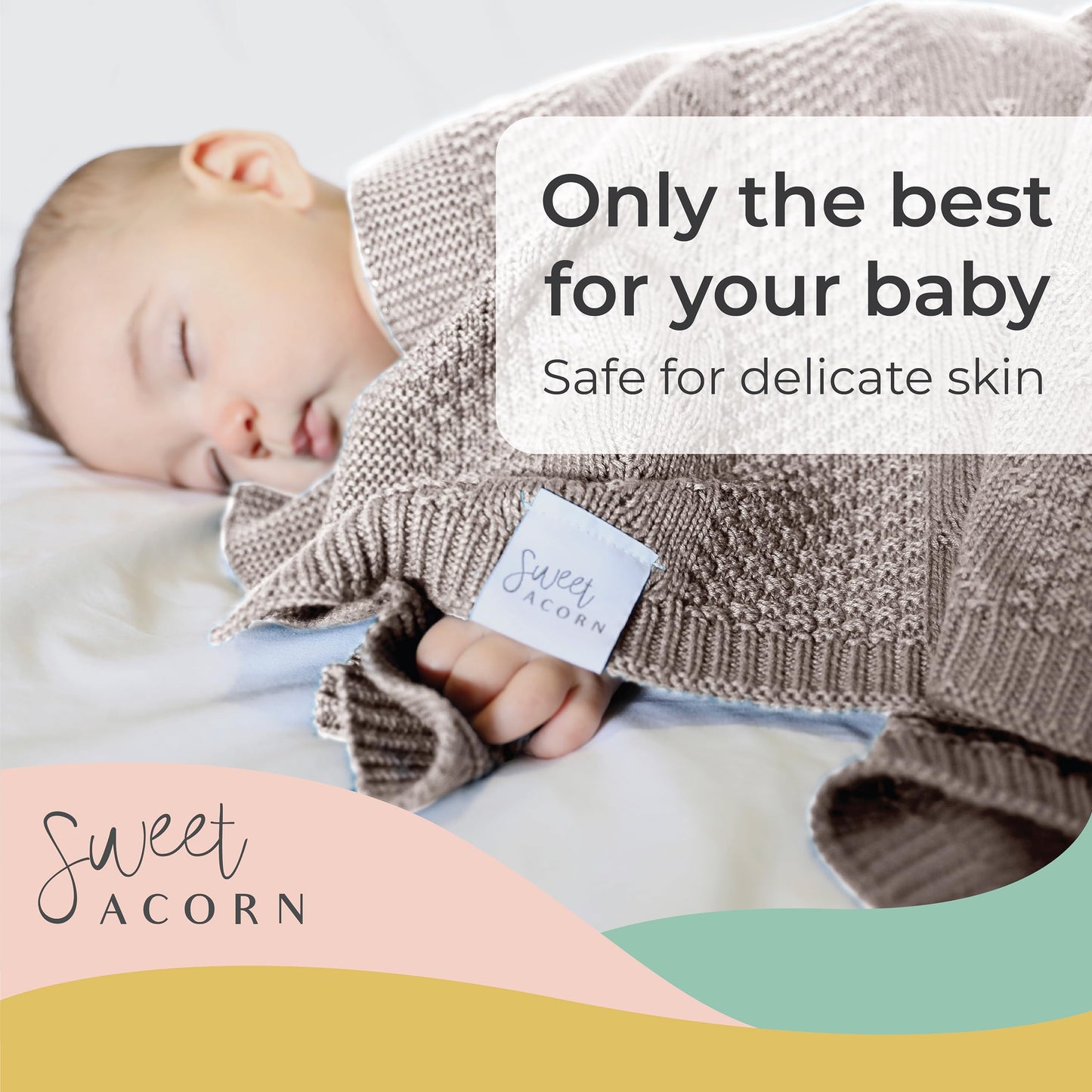 Knit Baby Blanket in Elegant Pattern, Organic Cotton Blankets for Crib or Stroller, Receiving Blankets - Salt White