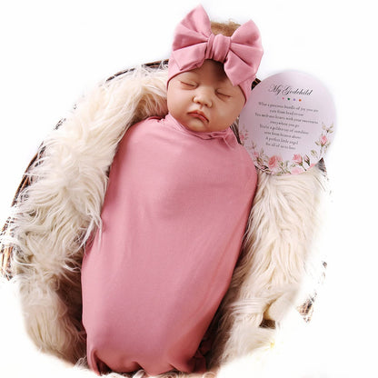Galabloomer Newborn Receiving Blanket Headband Set Baby Flower Swaddle (vintage flower)