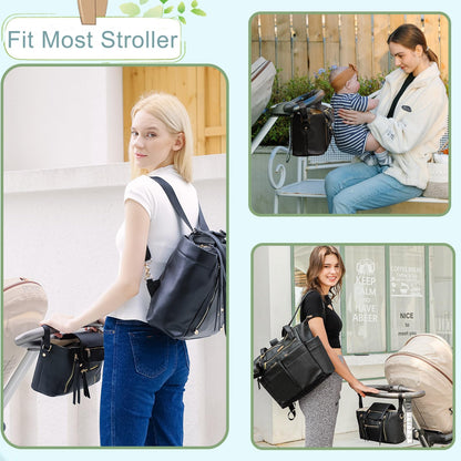 miss fong Stroller Organizer with Insulated Cup Holder Stroller Caddy Stroller Accessory BagStroller Diaper Bag Stroller Storage Stroller Bag with Adjustable Strap to Fit All Strollers (Black)