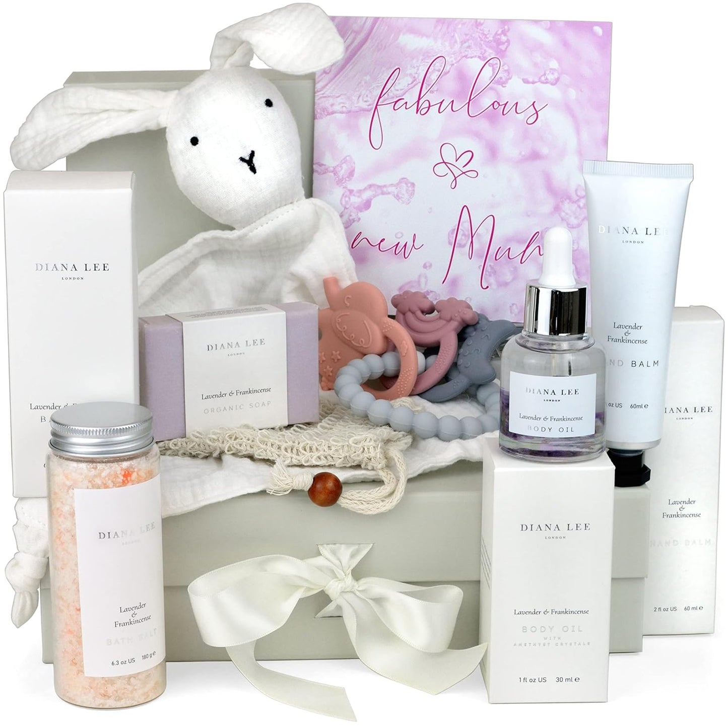 Jasmyn & Greene New Mom Gift Basket - 9 Luxury Baby Shower Gifts for Expecting Mommy To Be. Pregnant Moms Postpartum Kit Care Package. Newborn Baby Girl Gift Set with Pregnancy Spa Gifts for Women.