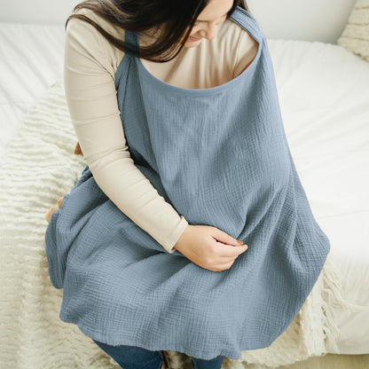Konssy Muslin Nursing Cover for Baby Breastfeeding, Breathable 100% Cotton Breastfeeding Cover with Rigid Hoop for Mother Nursing Apron, Multi-use Carseat Canopy (Summer Wheat)