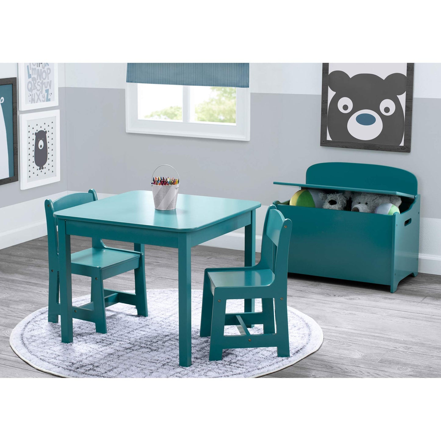 Delta Children MySize Kids Wood Table and Chair Set (2 Chairs Included) - Ideal for Arts & Crafts, Snack Time, & More - Greenguard Gold Certified, Bianca White, 3 Piece Set