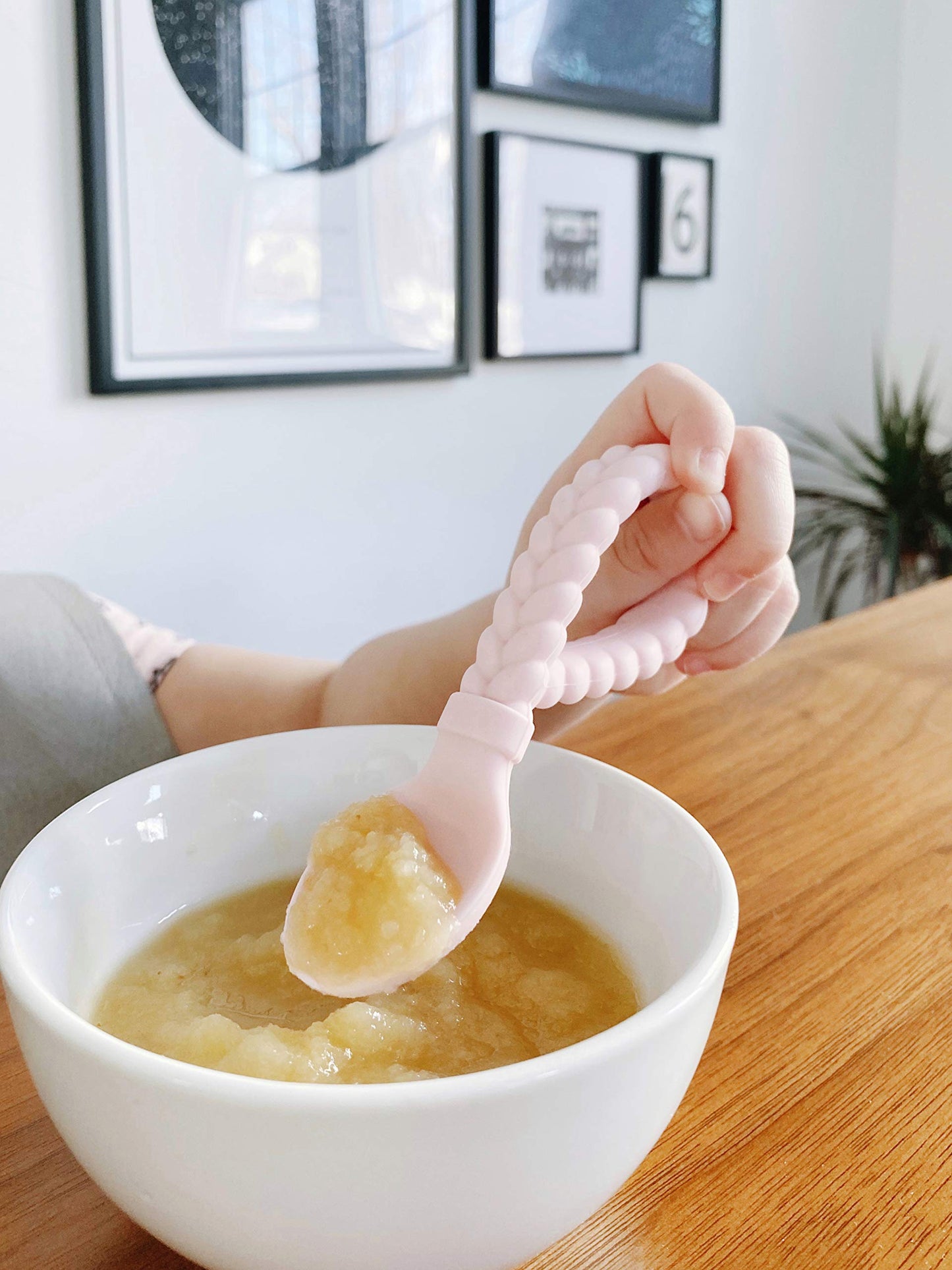 Itzy Ritzy Silicone Spoon & Fork Set; Baby Utensils Featuring a Baby Fork and Spoon with Looped, Braided Handles - Made of 100% Food Grade Silicone & BPA-Free - Ages 6 Months and Up (Pink)