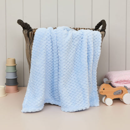 Baby Blue Bunny Security Blanket & Keepsake Box - Soft Fleece, Booties & Gift Basket - Unique Newborn Present