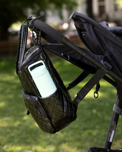 7AM London Baby Diaper Bag – Multifunctional Travel Backpack with Stroller Hooks & Adjustable Shoulder Straps, Baby Essentials, Water Repellent, With Diaper Changing Pad | (Black Polar)