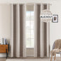 MIULEE 100% Blackout Linen Textured Curtains for Bedroom Solid Thermal Insulated Natural Beige Grommet Room Darkening Curtains & Drapes Luxury Decor for Living Room Nursery 52 x 84 Inch (2 Panels)