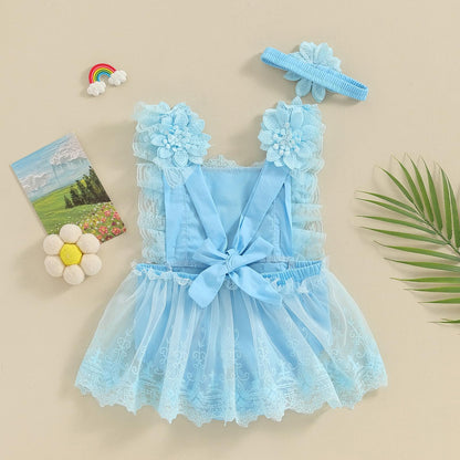 Mubineo Baby Girl Summer Clothes Lace Romper Skirt Dress Princess Outfits Sleeveless Flower Newborn Outfit