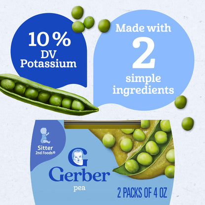 Gerber 2nd Food Baby Food Green Bean Puree, Natural & Non-GMO, 8 Ounce, 2 Count (Pack of 8)