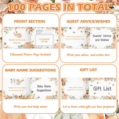 27 Pcs Butterfly Floral Baby Shower Guest Book Set Baby Shower Sign in Guest Floral Book Place Table Cards with Gold Pen Adhesive Photo Corner for Birthday Party