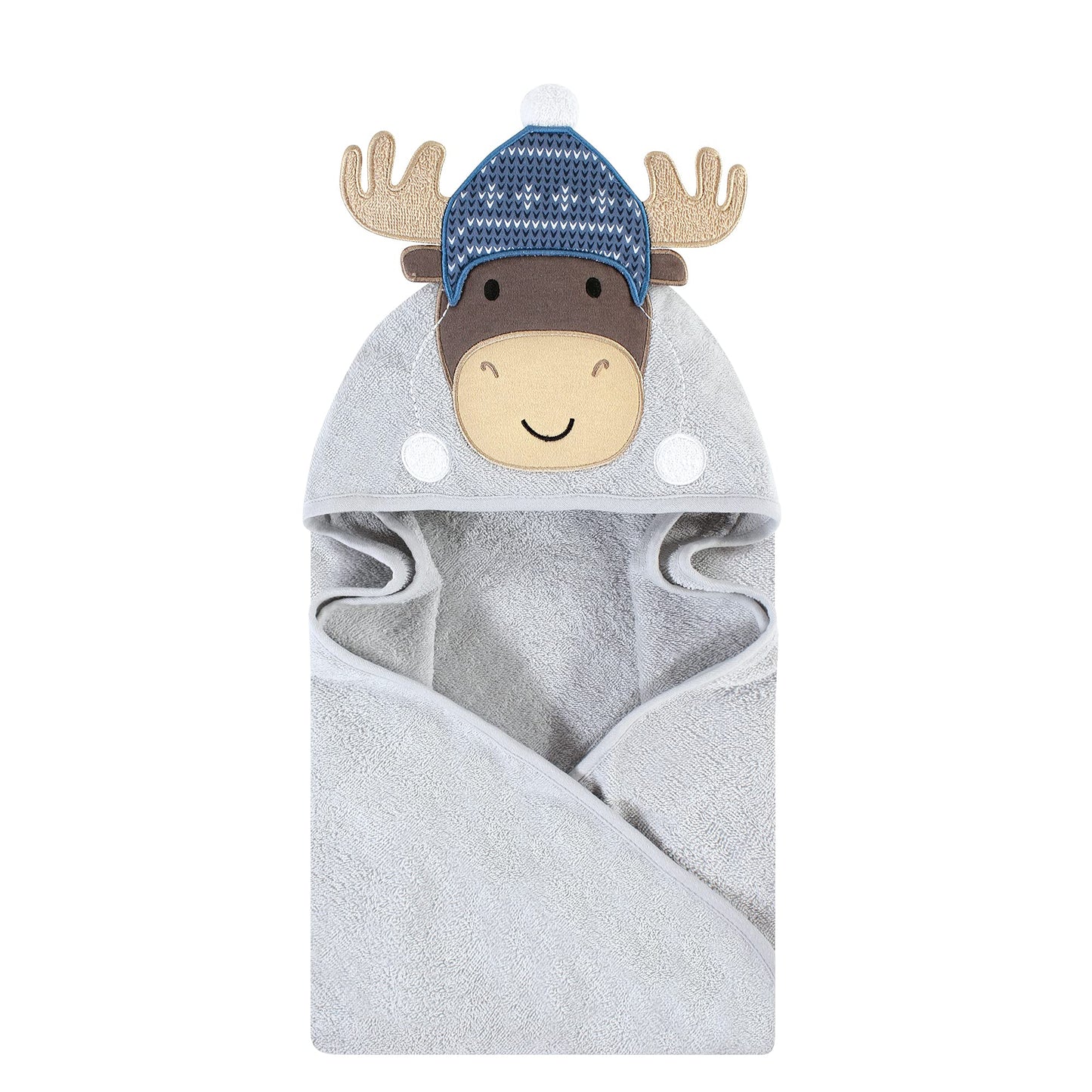 Hudson Baby Unisex Baby Cotton Animal Face Hooded Towel, Pretty Elephant, One Size