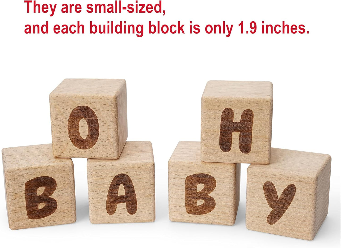 OH Baby Wooden Blocks for Baby Shower, Gender Reveal Table Decor & Guestbook Keepsake – Small 2.0" Blocks (Set of 6) – Perfect for Baby Shower Centerpieces & Nursery Decor
