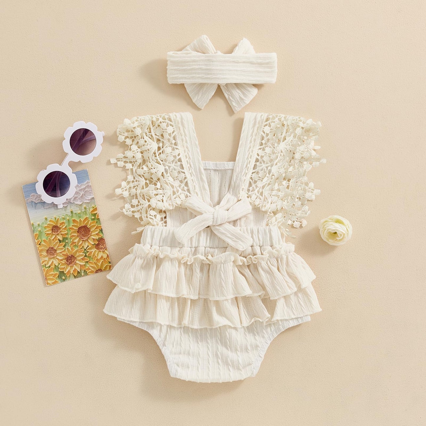 Douhoow Infant Baby Girl Plaid Romper Baby Short Sleeve Pleated Romper Bodysuit Summer Spring Outfits