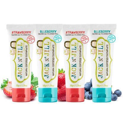 Jack N' Jill Natural Toothpaste for Baby and Infants - Fluoride Free Training Toothpaste, 40% Xylitol, BPA Free - Strawberry, 1.76 oz (Pack of 1)