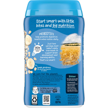 Gerber Toddler Food, Multigrain Banana Apple Strawberry Cereal, 8g Whole Grains, Iron, Zinc & Vitamin B12, Toddler Cereal, 6-Pack