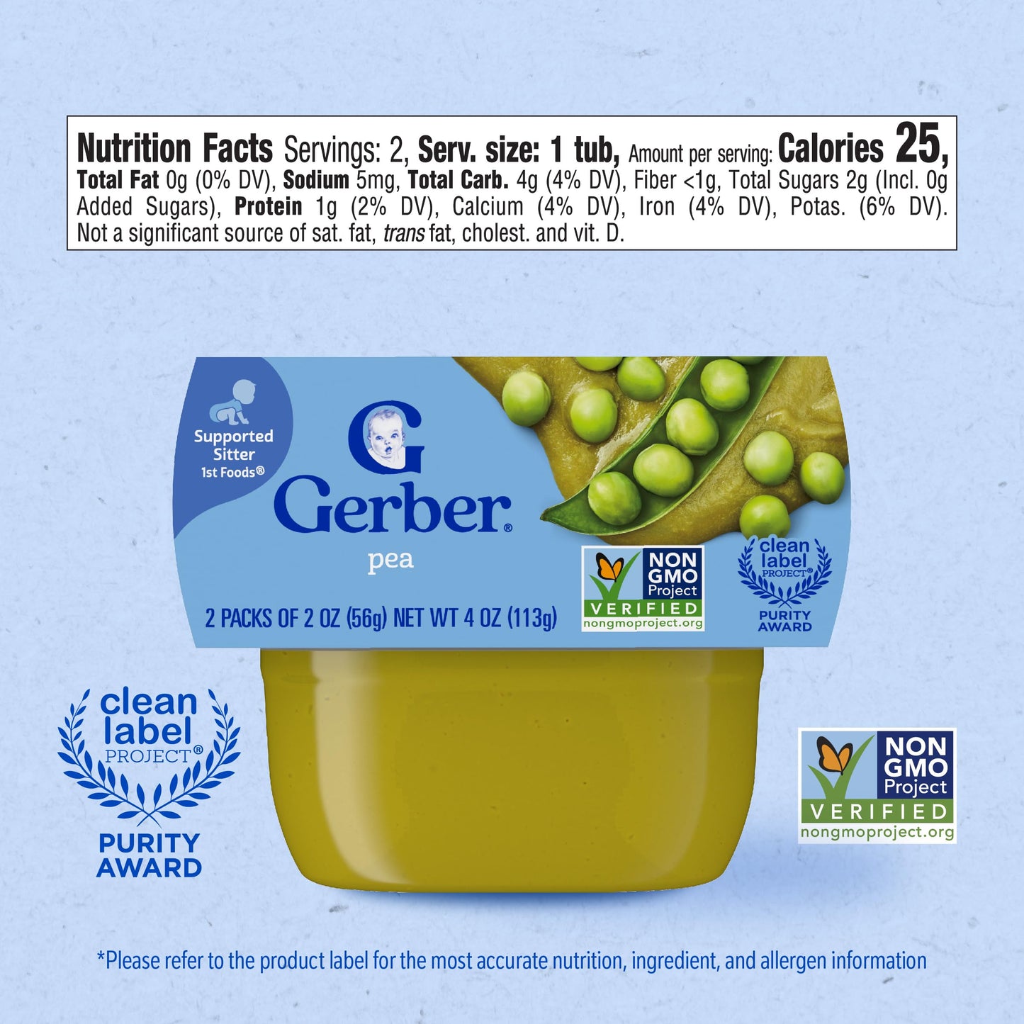 Gerber 1st Foods Baby Food, Prune Puree, Natural & Non-GMO, 2 Ounce Tubs, 2-Pack (Pack of 8)