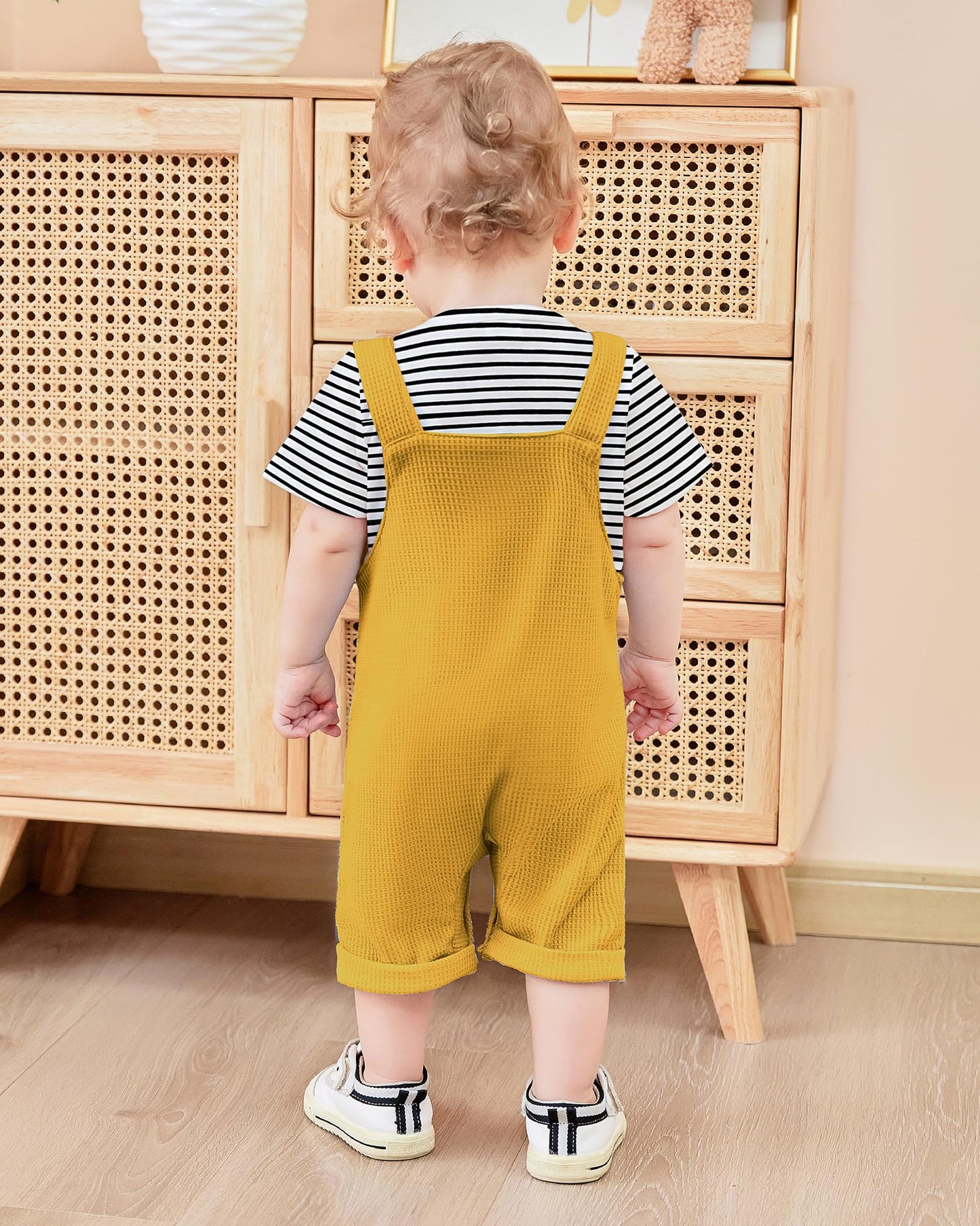 ZOEREA Toddler Baby Boys Clothes Summer Outfit Stripe T-Shirt and Shortall Romper Set Cute Jumpsuit Solid Color 6M-4T